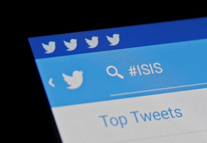 The Islamic State hashtag (#ISIS) is seen typed into the Twitter application on a smartphone in this picture illustration taken in Zenica, Bosnia and Herzegovina, February 6, 2016. Twitter Inc has shut down more than 125,000 terrorism-related accounts since the middle of 2015, most of them linked to the Islamic State group, the company said in a blog post on Friday.    REUTERS/Dado Ruvic -