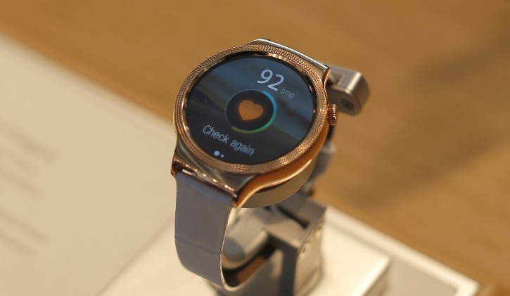 A Huawei Watch "Elegant" is displayed during Mobile World Congress wireless show in Barcelona, Spain, Tuesday, Feb. 23, 2016. Along with other Chinese phone makers such as Huawei and Xiaomi, Chinese brands have surpassed Samsung in China and are encroaching on Apples turf. (AP Photo/Manu Fernandez)