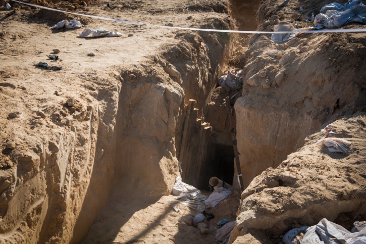 View of a tunnel detected by the IDF meant for attacking Israel reaching from the southern part of the Gaza Strip into Israeli territory. April 18, 2016. Photo by IDF Spokesperson/FLASH90