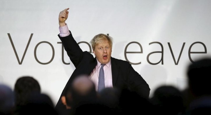 Mayor of London Boris Johnson speaks during a Vote Leave rally in Manchester, England, April 15, 2016. REUTERS/Andrew Yates