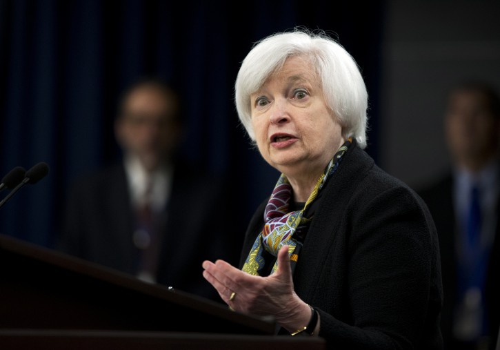 FILE - In this Wednesday, March 16, 2016, file photo, Federal Reserve Chair Janet Yellen speaks during a news conference after the Federal Open Market Committee meeting in Washington. On Wednesday, May 18, 2016, the Federal Reserve releases minutes from its April 26-27 meeting, when it kept a key interest rate unchanged amid slowdown in U.S. and global growth. (AP Photo/Manuel Balce Ceneta, File)
