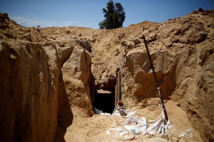 FILE - An entrance to a tunnel which Israel's military said it had discovered is seen just outside the southern Gaza Strip May 6, 2016. REUTERS/ Amir Cohen 