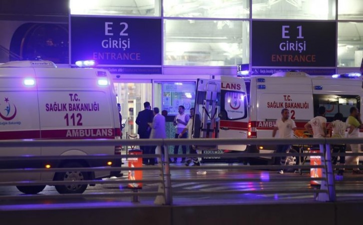 Ambulance cars arrive at Turkey's largest airport, Istanbul Ataturk, Turkey, following a blast June 28, 2016.     REUTERS/Osman Orsal