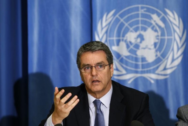 FILE - World Trade Organization (WTO) Director-General Roberto Azevedo gestures during a news conference in Geneva, Switzerland, November 26, 2015. Reuters