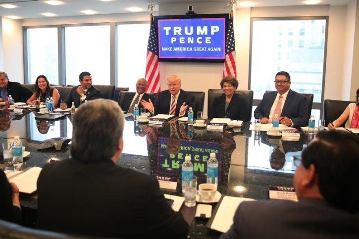 FILE - Republican presidential nominee Donald Trump speaks during a meeting with his Hispanic Advisory Council at Trump Tower in the Manhattan borough of New York, U.S., August 20, 2016.   REUTERS/Carlo Allegri