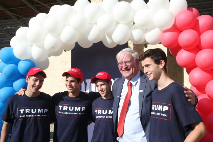 The chairman of Republicans Overseas Israel, Marc Zell with Israeli campaign volunteers at the launching event for the Trump presidential campaign in Israel. (Ehud Amiton/TPS)