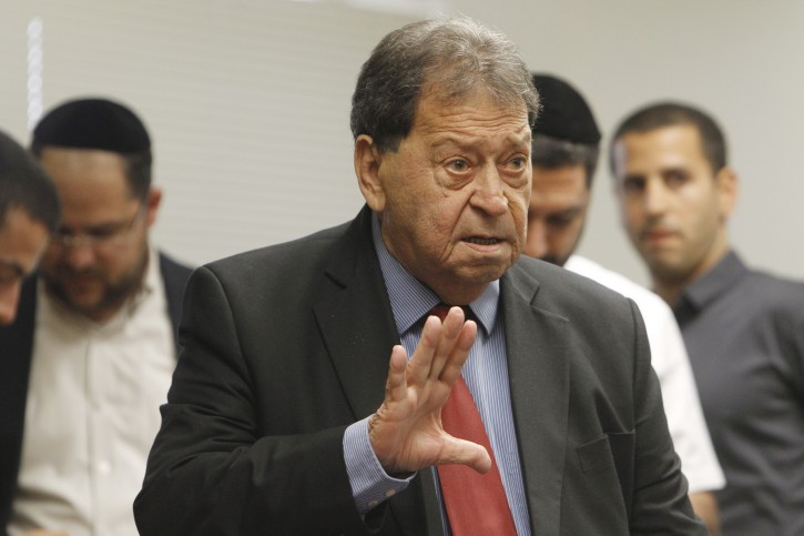 FILE -MK Fouad Ben Eliezer attends a Labour faction meeting in the Israeli parliament. May 12, 2014. (Miriam Alster/FLASH90) 