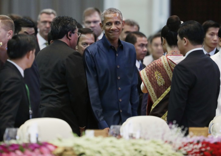 U.S. President Barack Obama arrives at the ASEAN Gala Dinner at the National Convention Center in Vientiane, Laos, Wednesday, Sept. 7, 2016. (AP Photo/Carolyn Kaster)