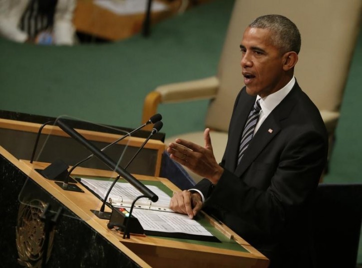 U.S. President Barack Obama addresses the United Nations General Assembly in the Manhattan borough of New York, U.S., September 20, 2016.  REUTERS/Lucas Jackson 