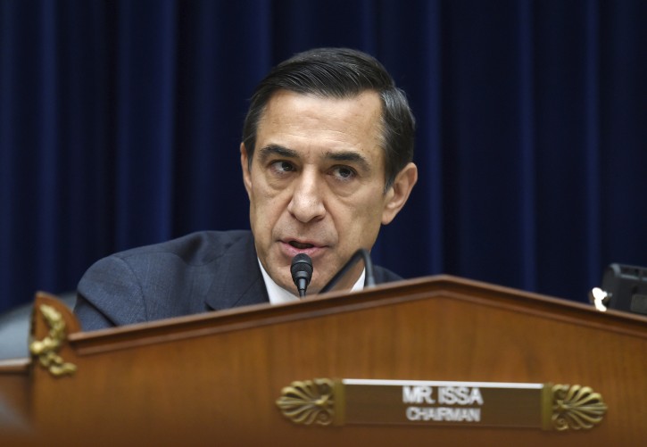 FILE - In this Dec. 9, 2014 file photo, Rep. Darrell Issa, R-Calif. speaks on Capitol Hill in Washington. (AP Photo/Molly Riley, File)