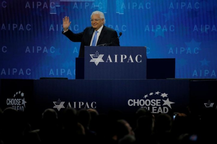 U.S. Ambassador to Israel David Friedman addresses the AIPAC policy conference in Washington, DC, U.S., March 6, 2018.   REUTERS/Brian Snyder