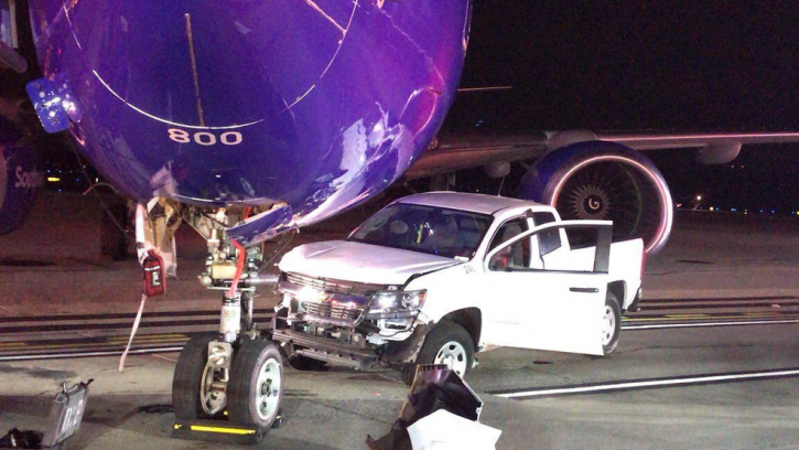 Southwest Airlines plane is struck by truck at BWI Airport in Maryland (Photo provided to WJLA by Michael Simon, @Thee_Tree)