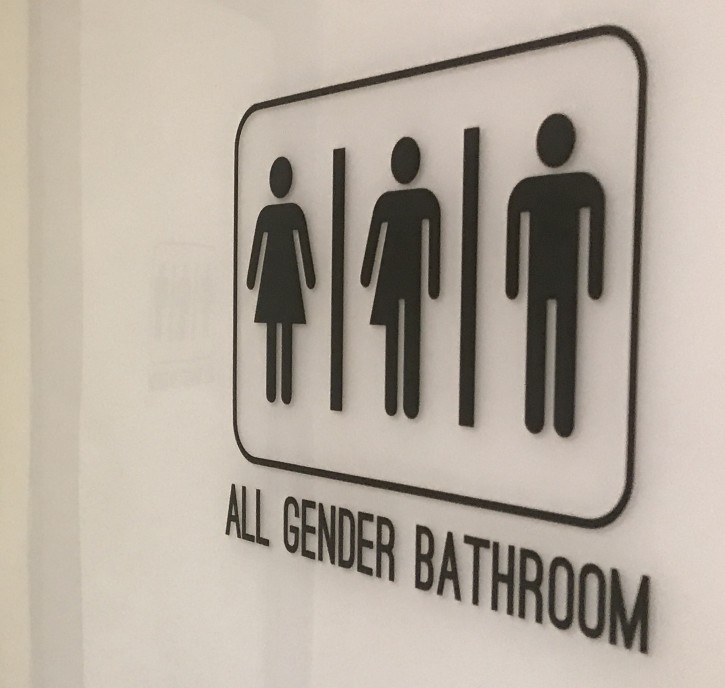  A picture dated picture, 29 April 2017 shows an 'All Gender' bathroom sign at a restaurant in Pacifica, California, USA. EPA