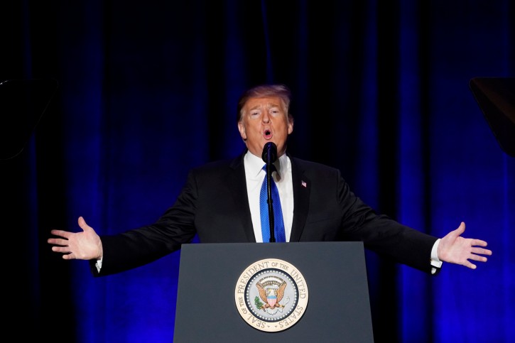 FILE PHOTO: U.S. President Donald Trump delivers remarks at the Major County Sheriffs and Major Cities Chiefs Association Joint Conference in Washington, U.S., February 13, 2019. REUTERS/Kevin Lamarque