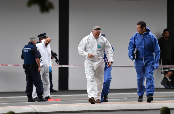 FILE - Forensic services conduct an investigation near the Al Noor Masjid on Deans Rd in Christchurch, New Zealand, 16 March 2019. EPA