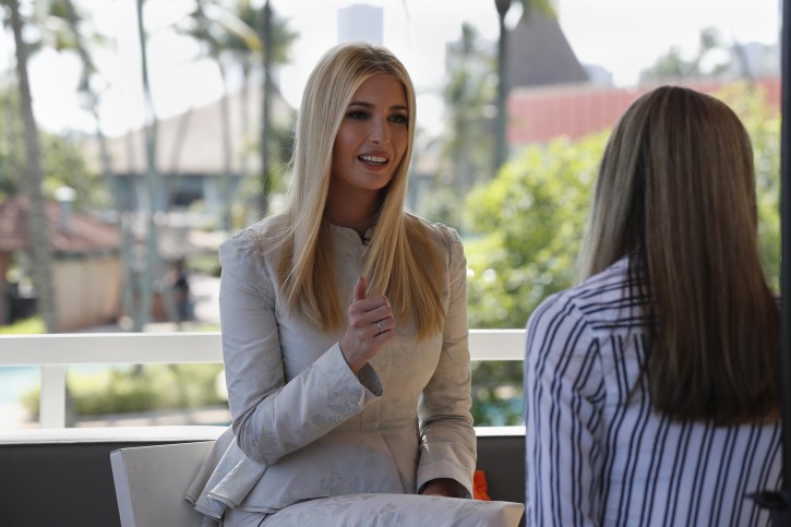 White House senior adviser Ivanka Trump is interviewed by the Associated Press, Wednesday April 17, 2019, in Abidjan, Ivory Coast, where Trump is promoting a White House global economic program for women. (AP Photo/Jacquelyn Martin)