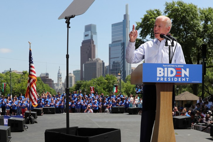 Democratic 2020 U.S. presidential candidate and former Vice President Joe Biden holds a campaign rally in Philadelphia, Pennsylvania, U.S. May 18, 2019.  REUTERS/Jonathan Ernst