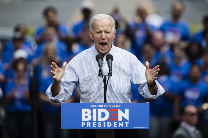 FILE - In this Saturday, May 18, 2019 file photo, Democratic presidential candidate, former Vice President Joe Biden speaks during a campaign rally at Eakins Oval in Philadelphia. (AP Photo/Matt Rourke, File)