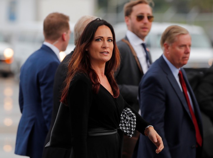 Stephanie Grisham, spokesperson for first lady Melania Trump, arrives for a campaign rally with U.S. President Donald Trump in Orlando, Florida, U.S., June 18, 2019.  REUTERS/Carlos Barria