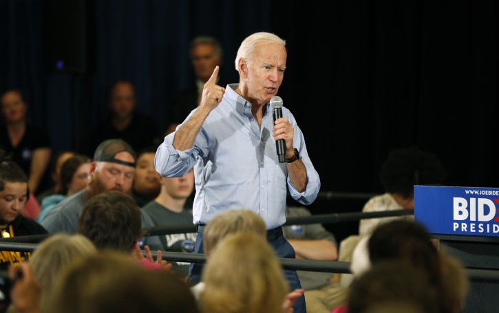 Democratic presidential candidate former Vice President Joe Biden speaks to local residents at Clinton Community College, Wednesday, June 12, 2019, in Clinton, Iowa. (AP Photo/Charlie Neibergall)