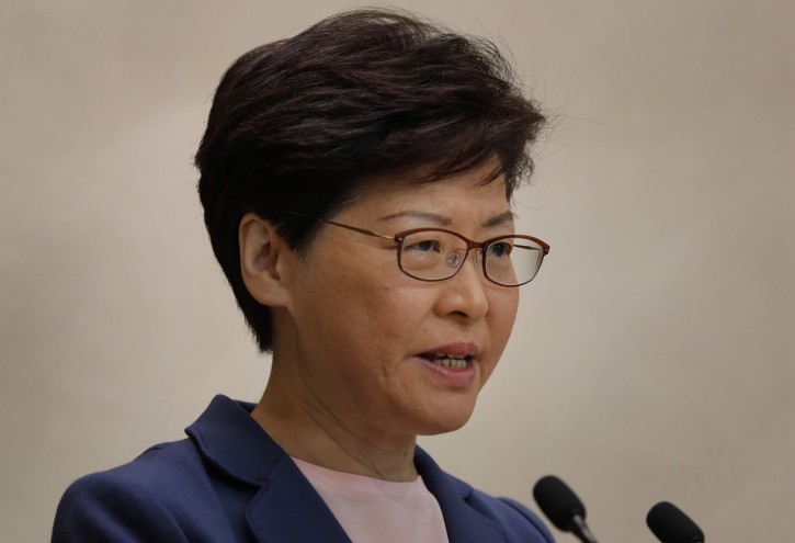 Hong Kong Chief Executive Carrie Lam speaks during a press conference in Hong Kong, Tuesday, July 9, 2019. Lam said Tuesday the effort to amend an extradition bill was dead, but it wasn't clear if the legislation was being withdrawn as protesters have demanded. (AP Photo/Vincent Yu)