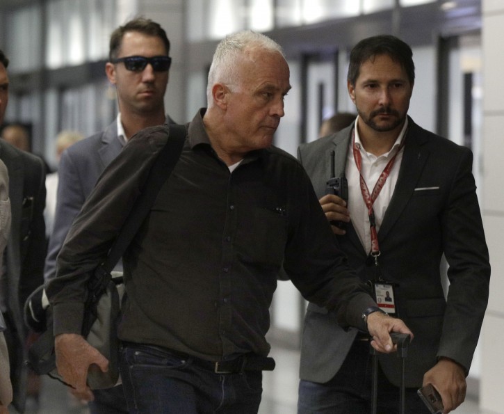 Ethan Elder, father of Finnegan Lee Elder, arrives at Fiumicino Rome Airport Wednesday, July 31, 2019. Finnegan Lee Elder, 19, is suspected of being the one who stabbed Carabinieri officer Cerciello Rega and is detained in Rome with Gabriel Christian Natale-Hjorth, 18, who is suspected of assaulting another officer. (AP)
